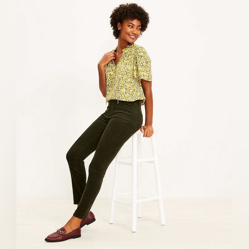 Loft Skinny Corduroy Pants In Green